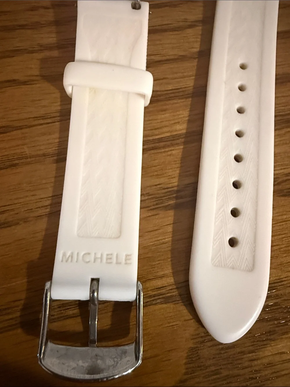 Michele White Silicone Watch Strap with Embossed Logo